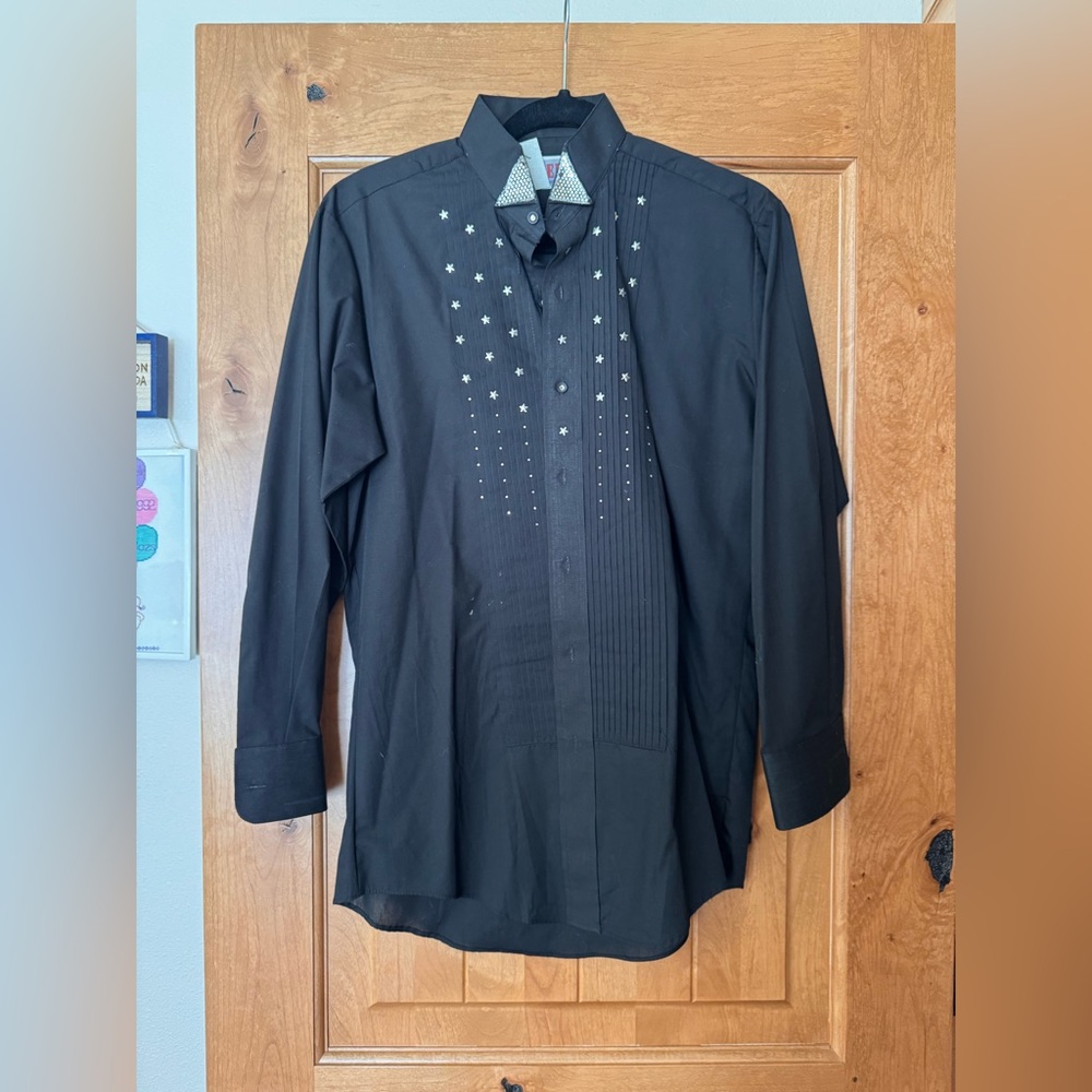 Vintage Western Wanted by Beads Beautiful Women's Black Blouse
